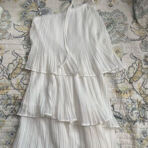 Worn Once White tiered pleated mini dress size small